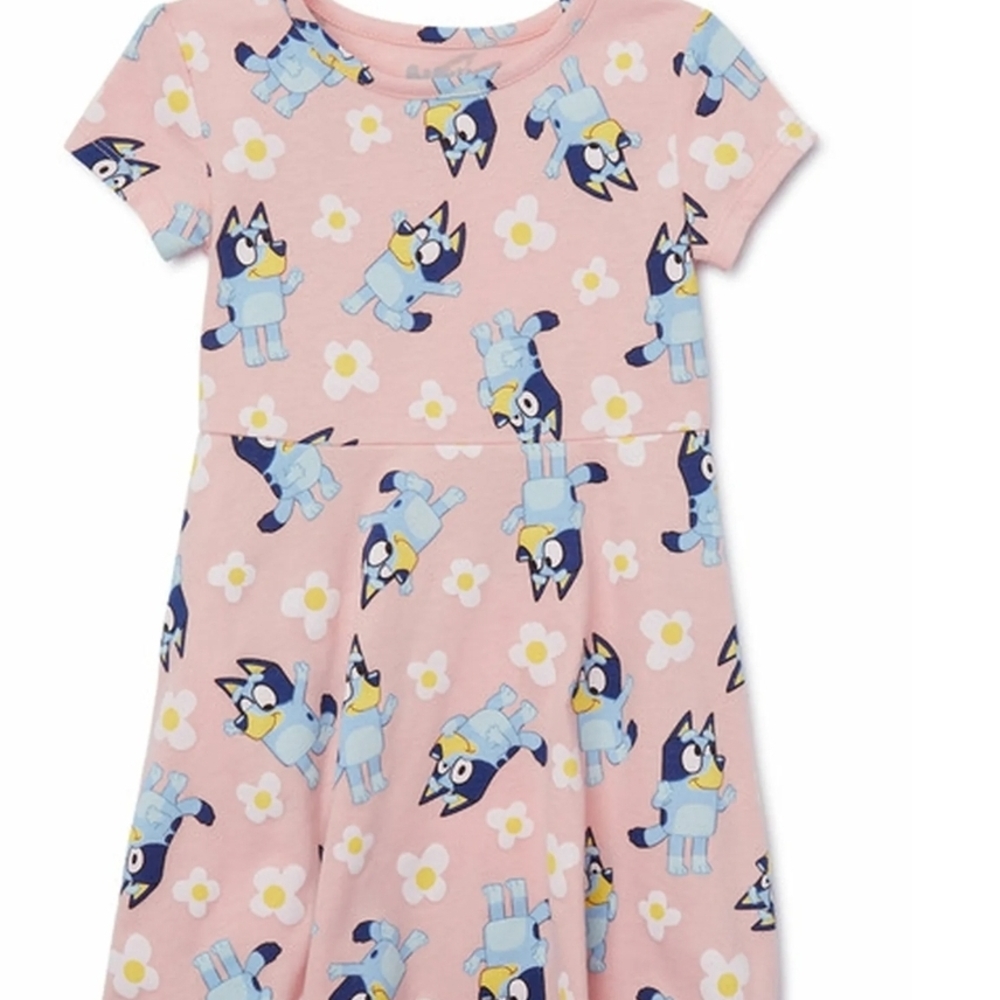 Kids Pink Cartoon Print Dress